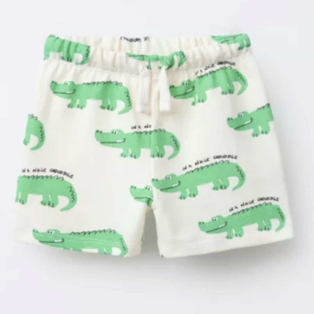 Zara Kids Green Crocodile Print Shorts Size 2